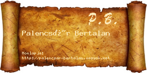Palencsár Bertalan névjegykártya