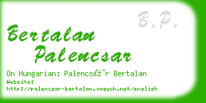 bertalan palencsar business card